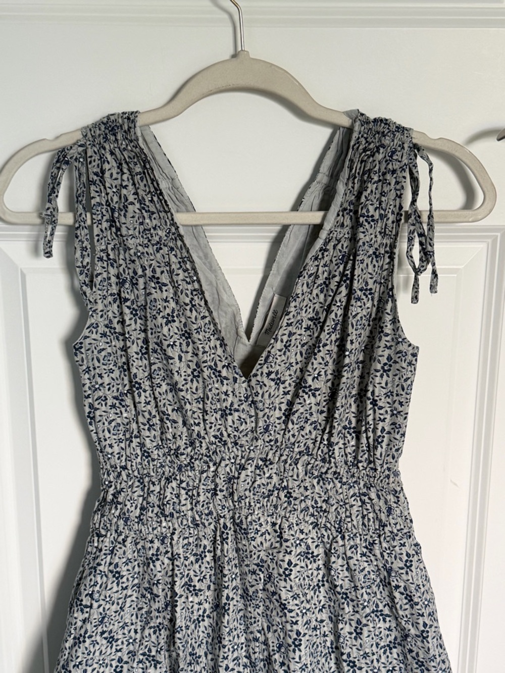 Madewell Blue Florentine Floral Sophia Smocked Midi Dress Size XS 54747 - Picture 6 of 14
